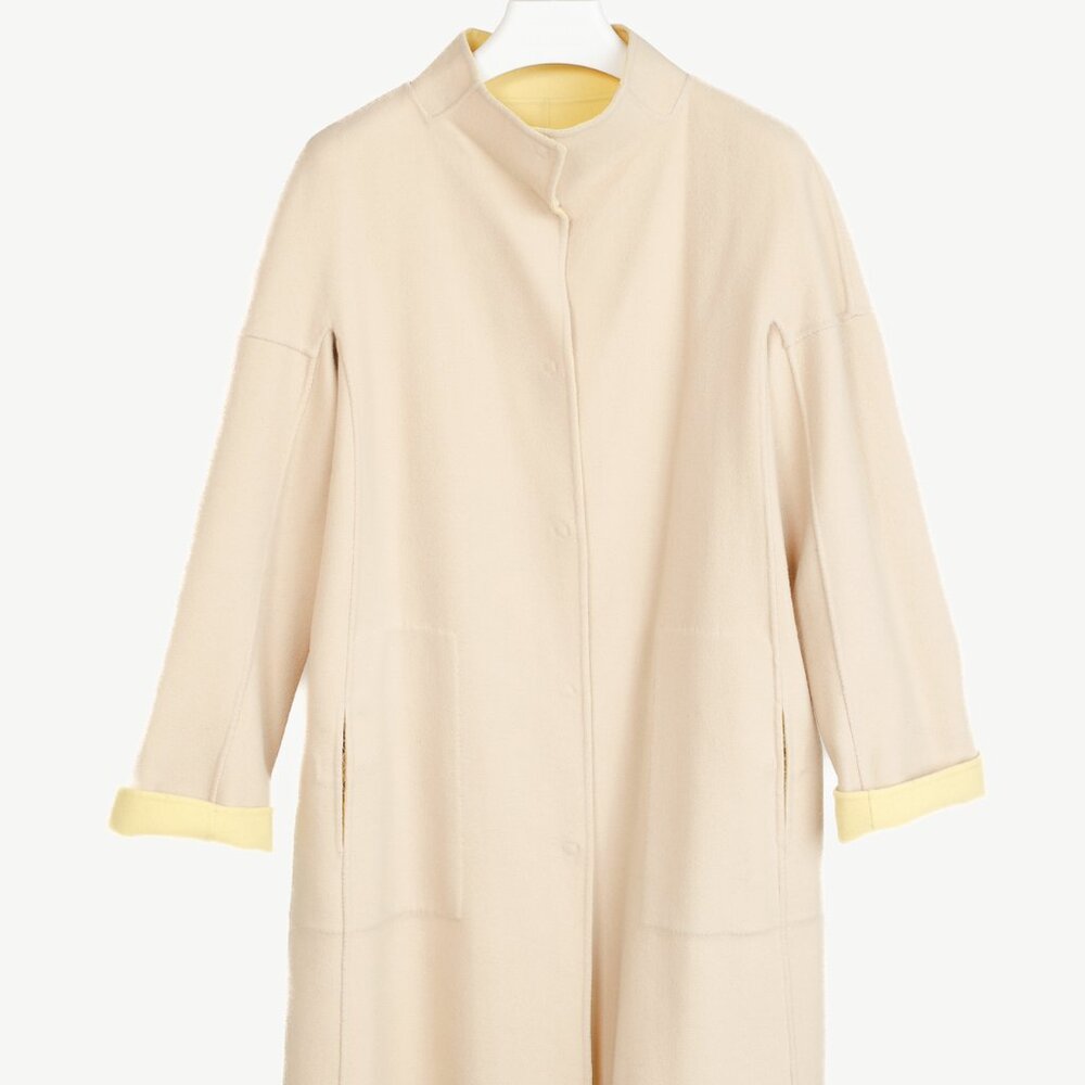 Max Mara Weekend Reversible Beige & Yellow Wool-Blend Coat